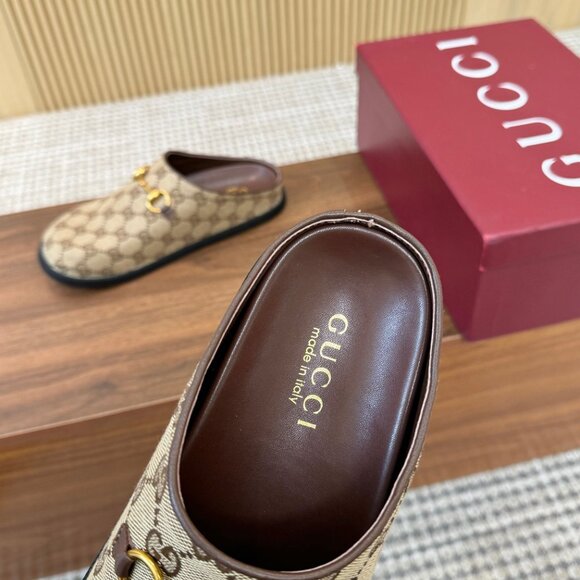Gucci Beige Monogram Clogs - Picture 7 of 9